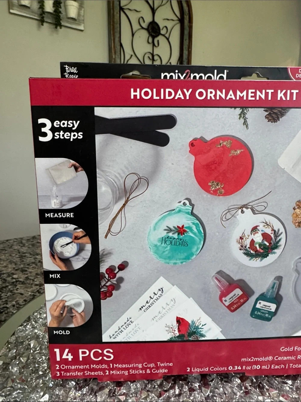 Holiday Ornament Kit — Red and Teal Ornament Craft Set